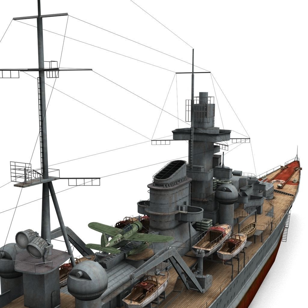 Prinz Eugen Cruiser Low-poly 3D model_11