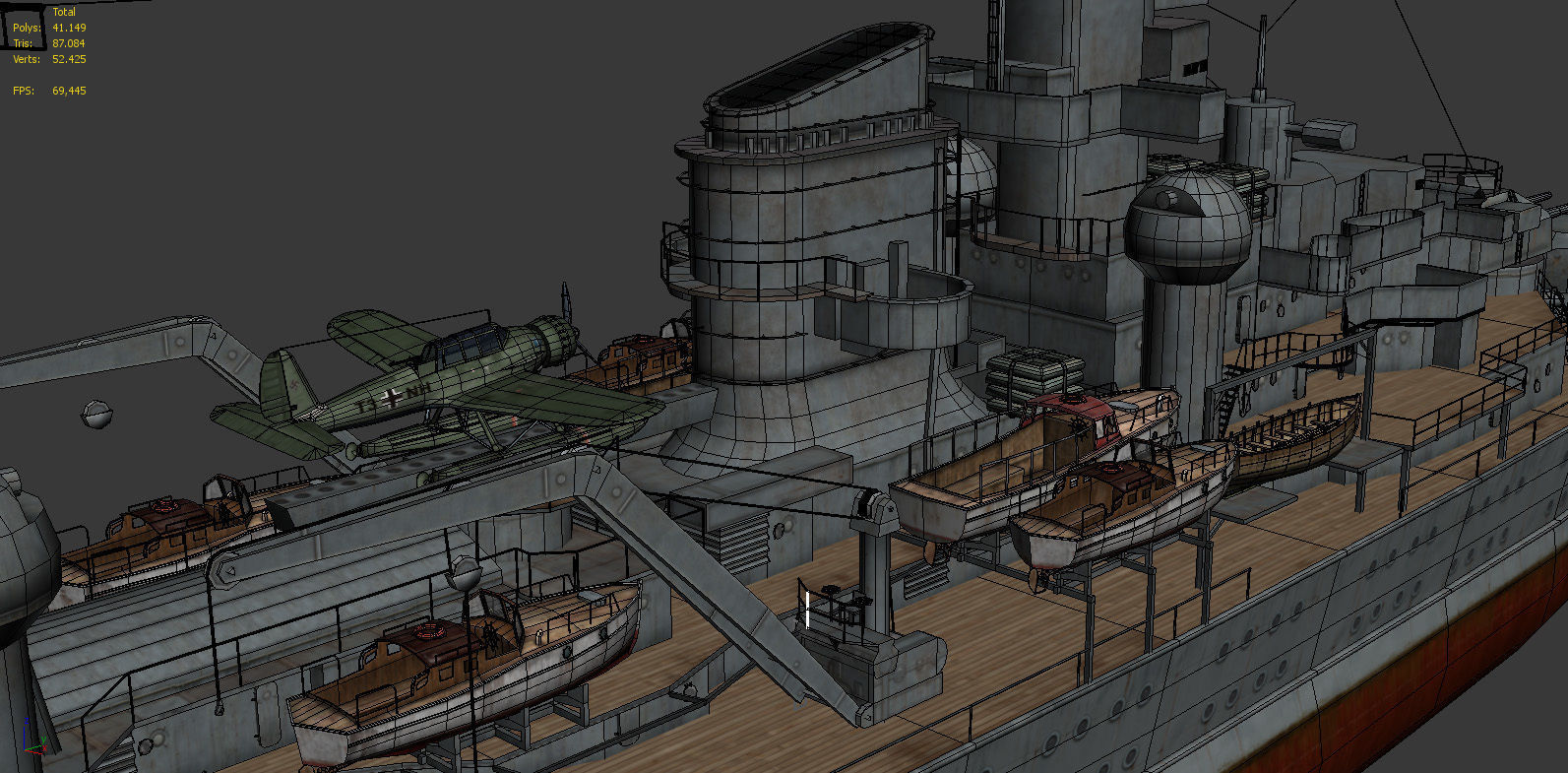 Prinz Eugen Cruiser Low-poly 3D model_9