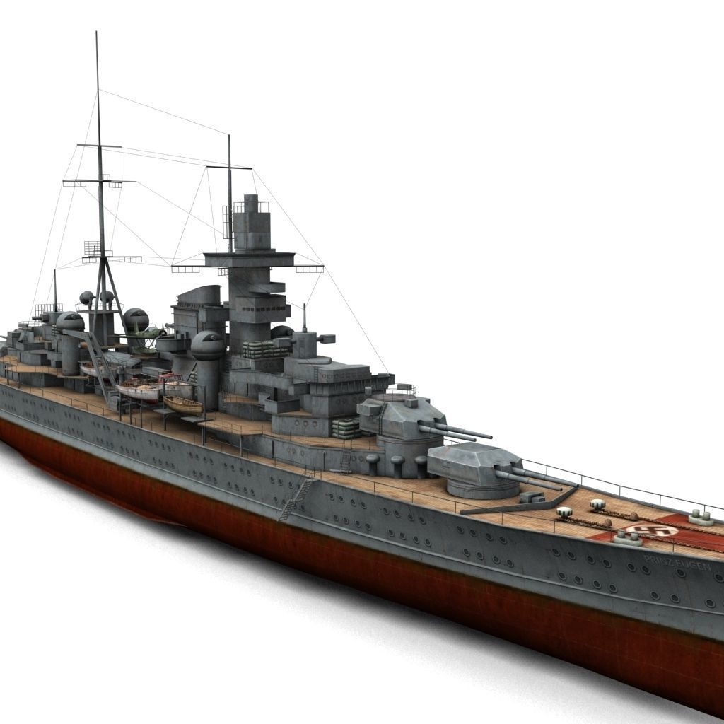 Prinz Eugen Cruiser Low-poly 3D model_4