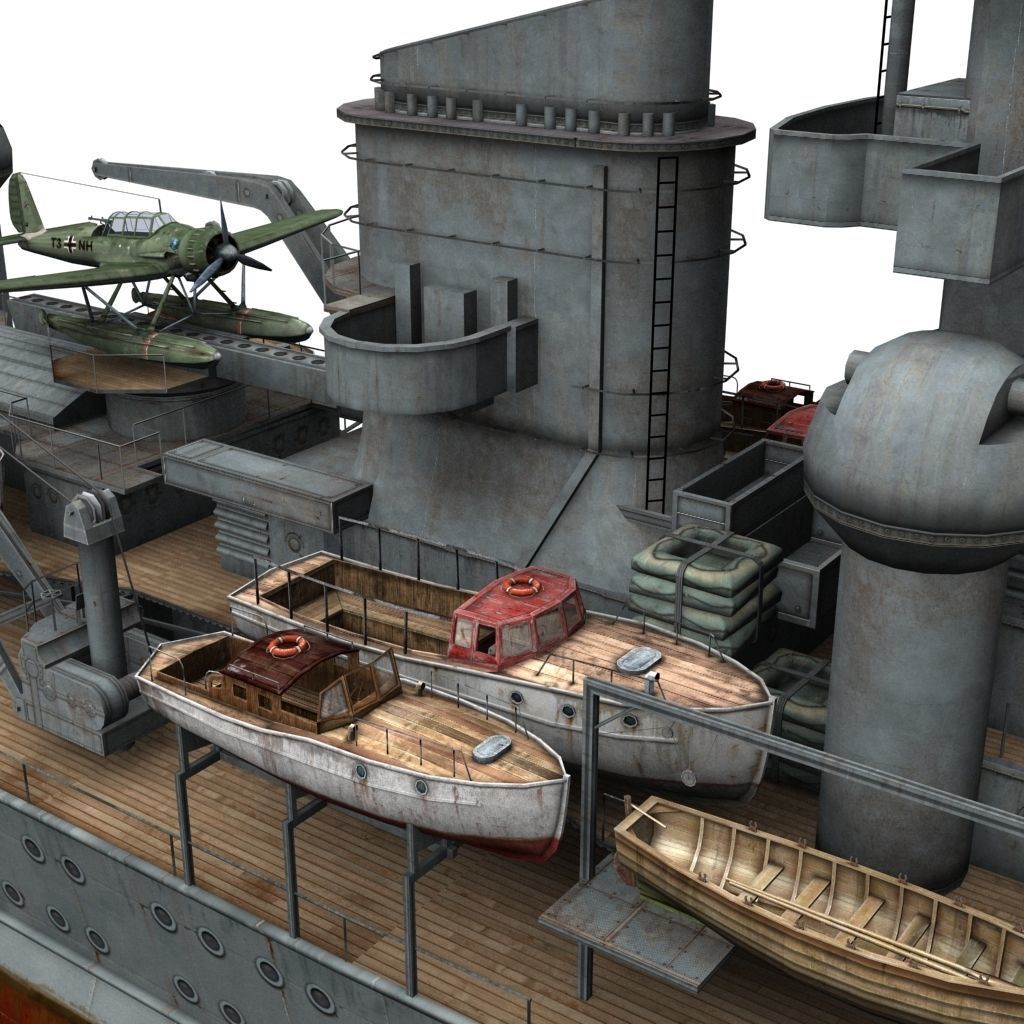 Prinz Eugen Cruiser Low-poly 3D model_6