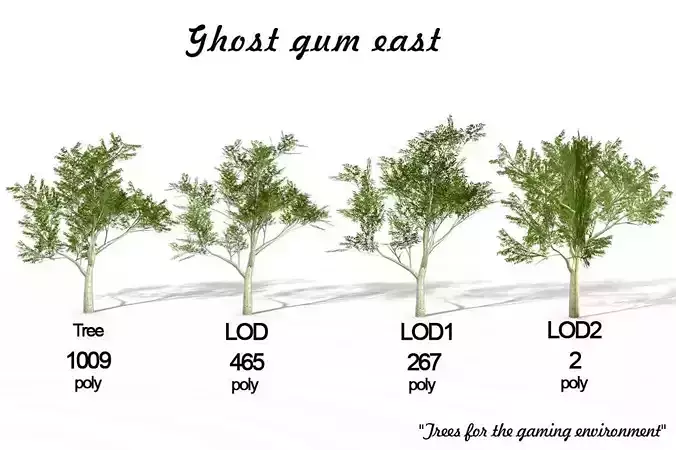 Ghost gum east Low-poly 3D model