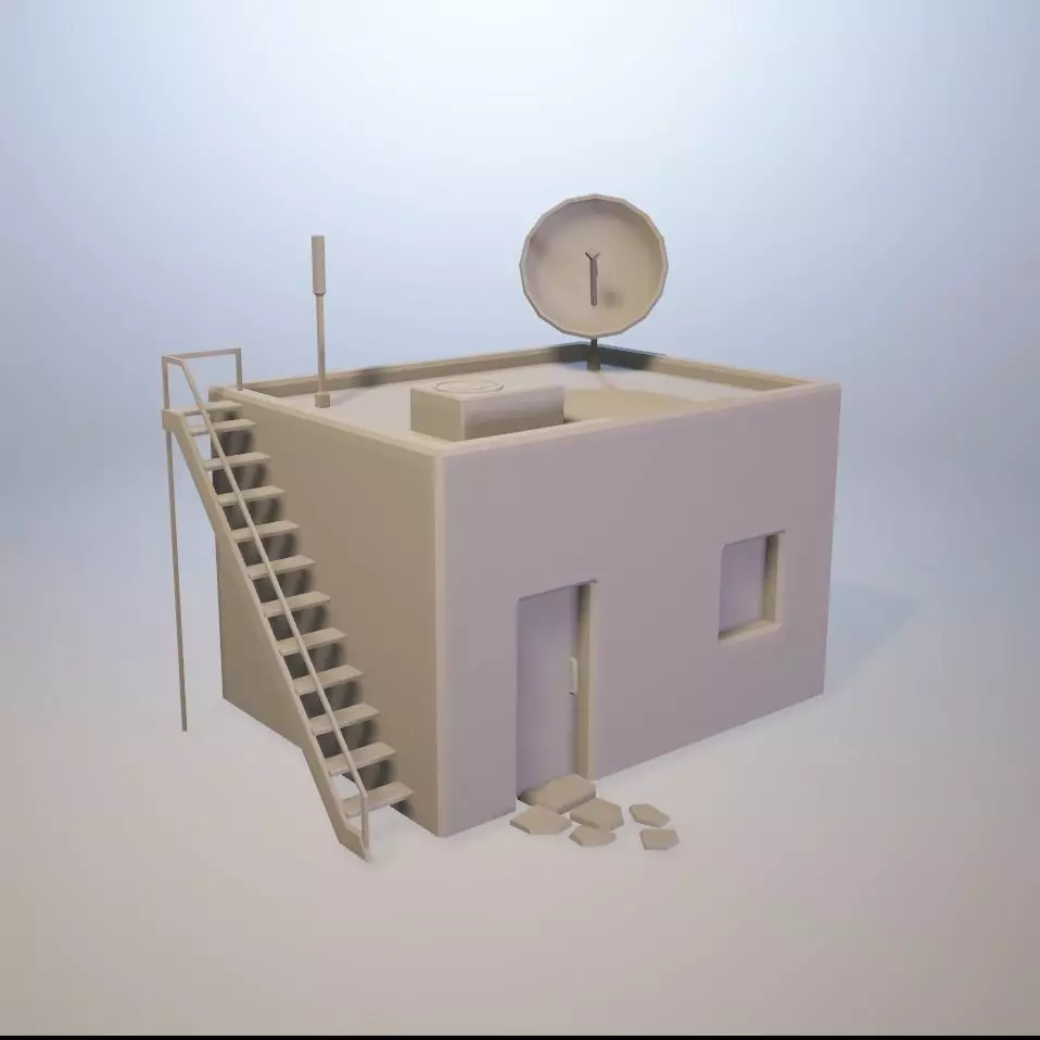 Simple Cartoon Desert Building Low-poly 3D model_0