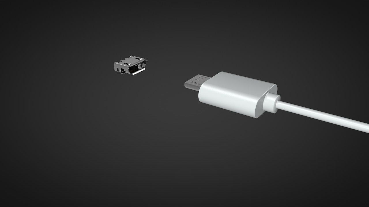 Micro USB Male and Female Connector 3D model_1