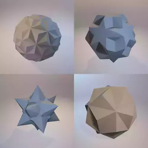 A set of fractal three-dimensional monochrome symbolic objects 3D print model