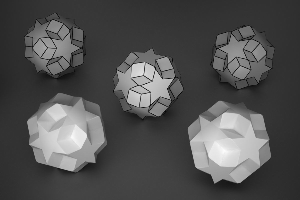 A set of fractal three-dimensional monochrome symbolic objects 3D print model_8