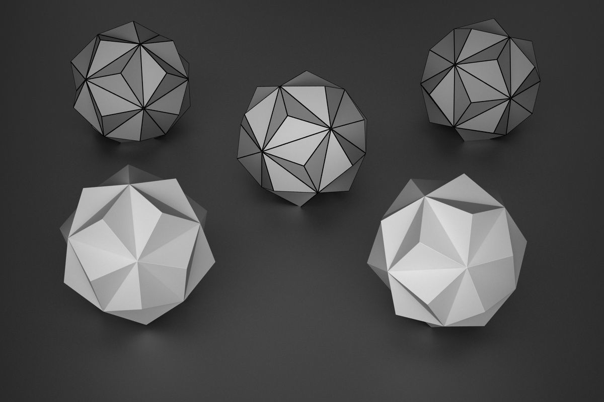 A set of fractal three-dimensional monochrome symbolic objects 3D print model_7