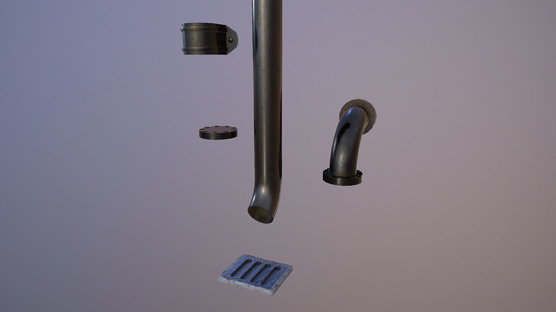 Drain Pipe Collection - 4K PBR Game Ready Low-poly 3D model_7