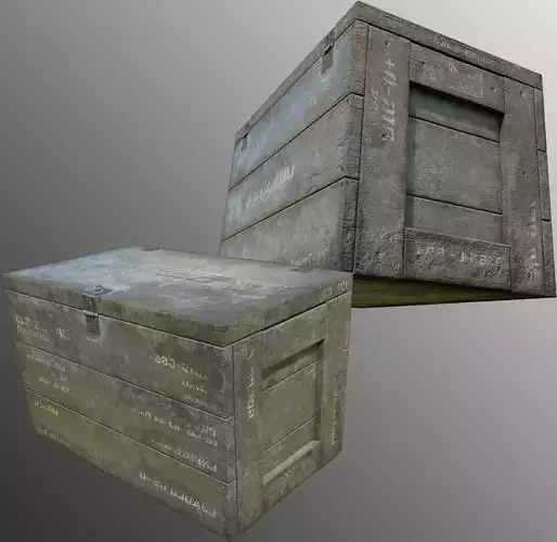 Wooden ammunition box -  Game-Ready Low-poly 3D model