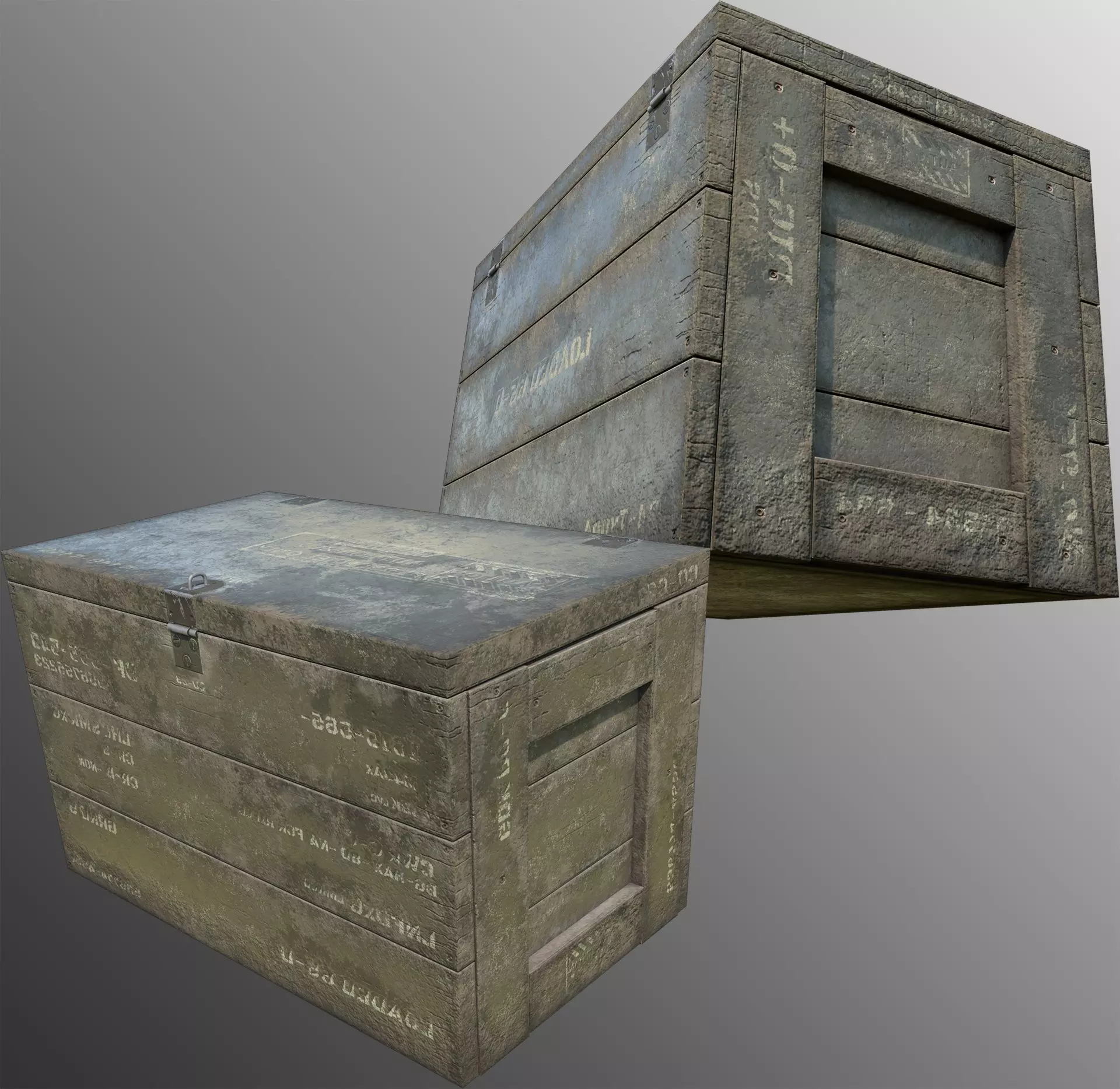 Wooden ammunition box - Game-Ready Low-poly 3D model_0