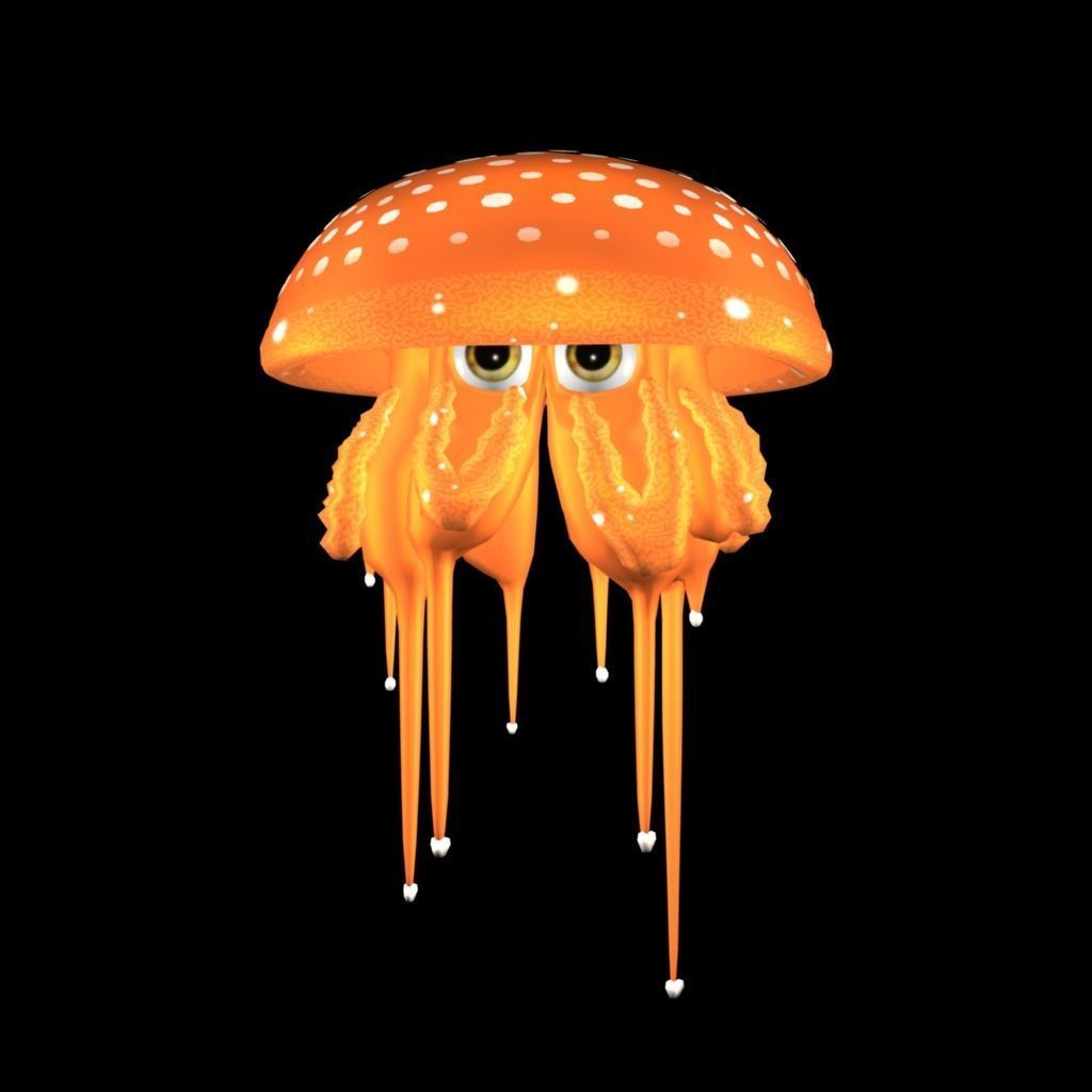 3D Cartoon Jellyfish Low-poly 3D model_2