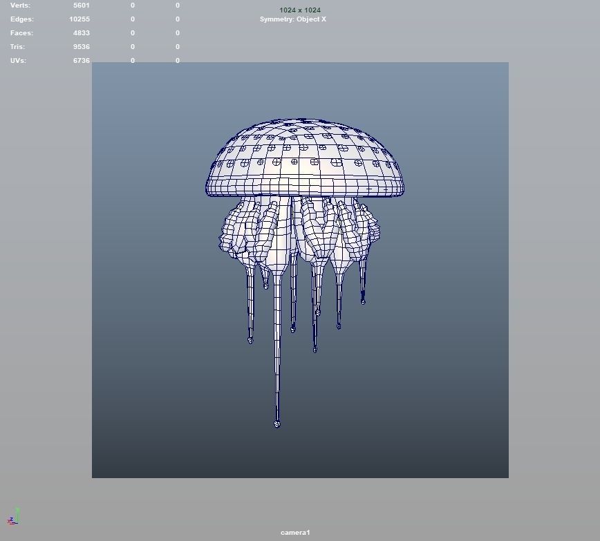 3D Cartoon Jellyfish Low-poly 3D model_5