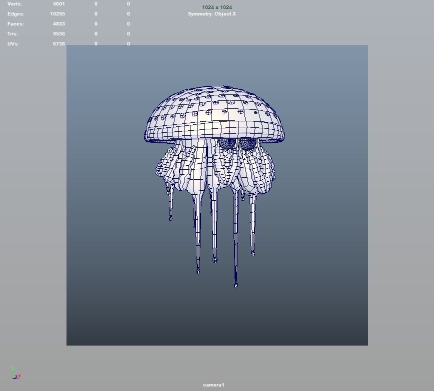 3D Cartoon Jellyfish Low-poly 3D model_6