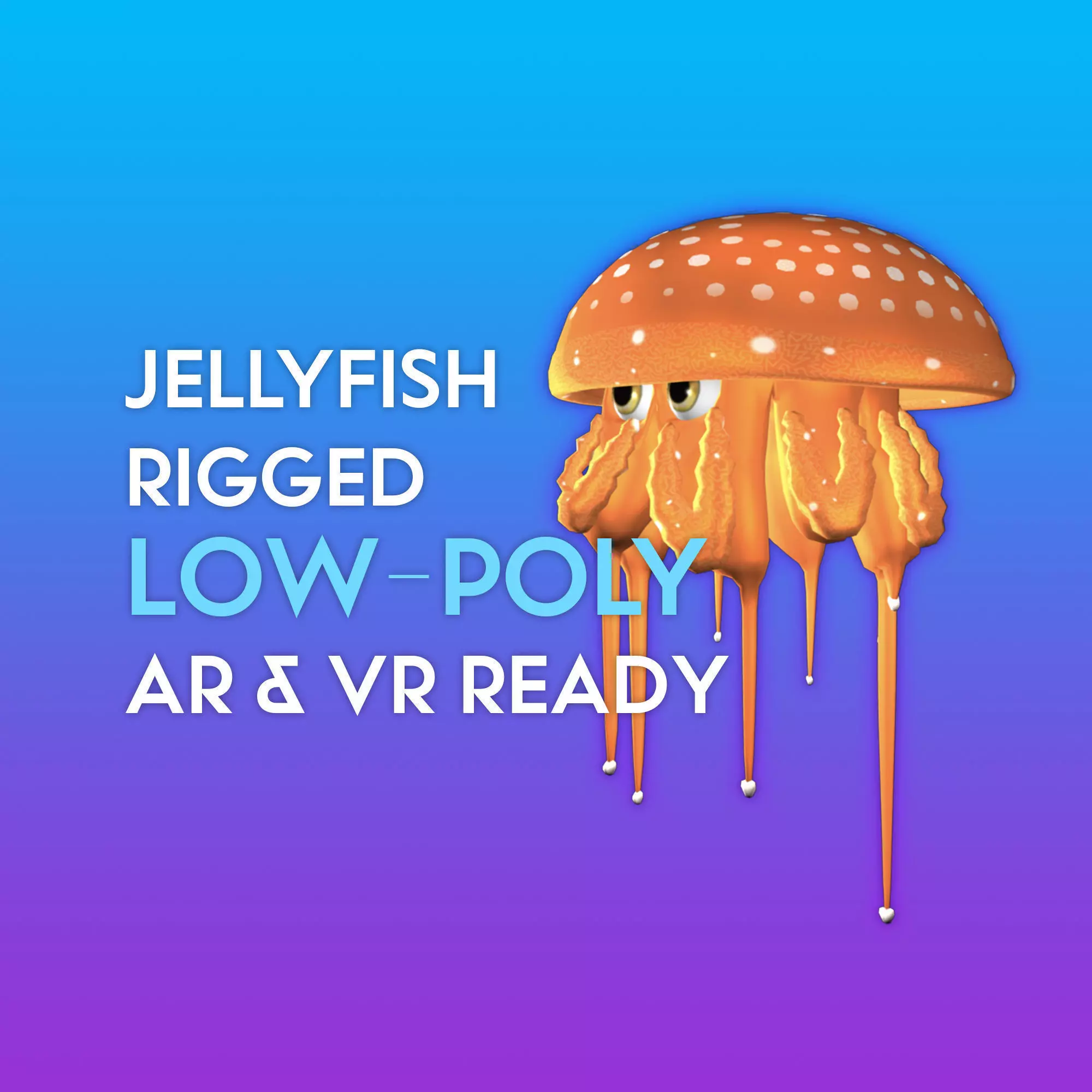 3D Cartoon Jellyfish Low-poly 3D model_0