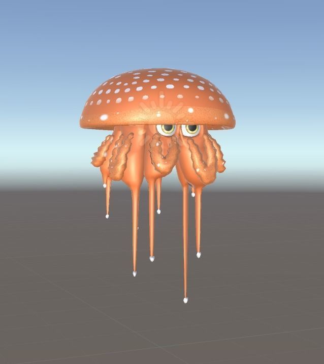 3D Cartoon Jellyfish Low-poly 3D model_7