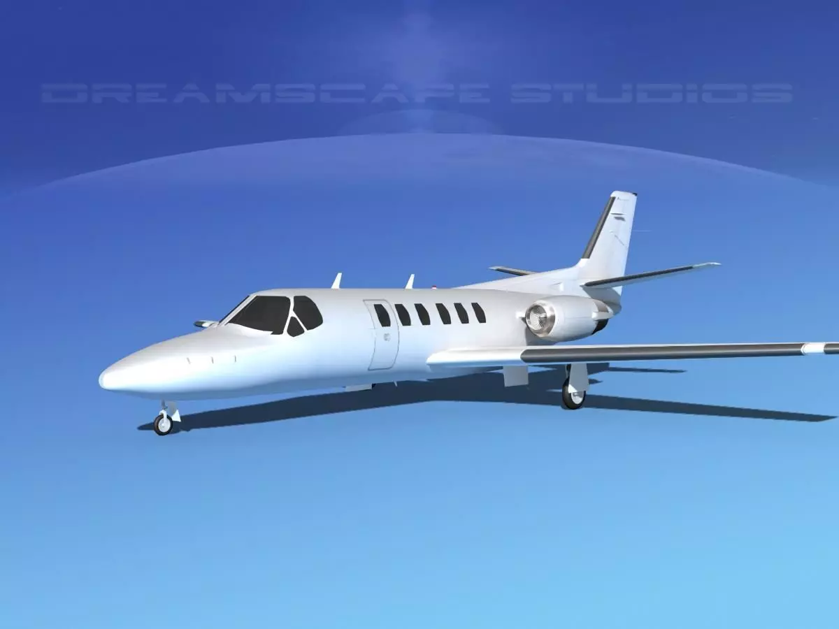 Cessna 550 Citation II White Livery 3D model_0
