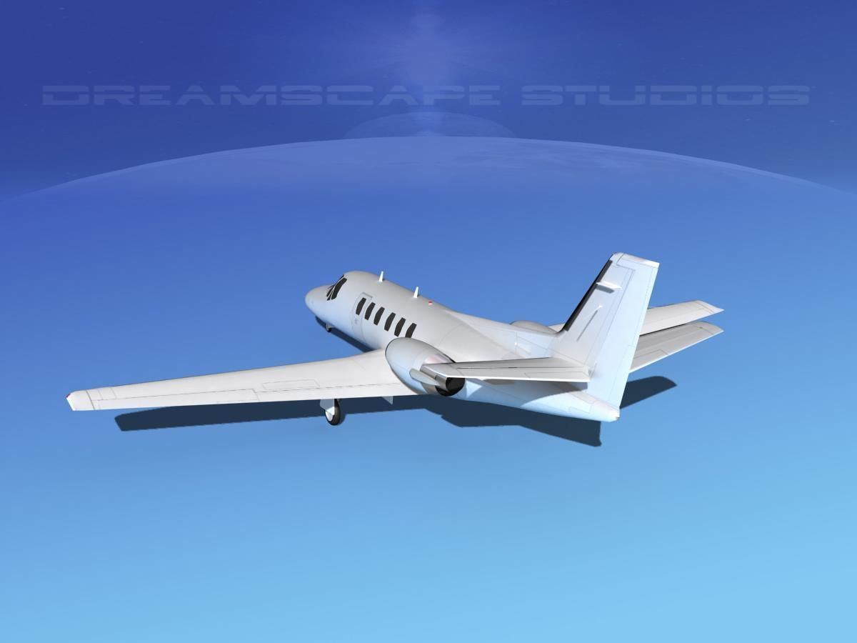 Cessna 550 Citation II White Livery 3D model_7