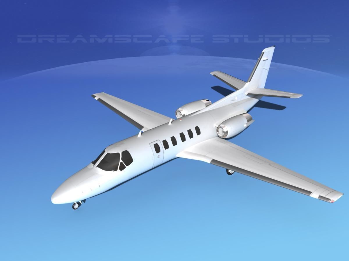 Cessna 550 Citation II White Livery 3D model_10