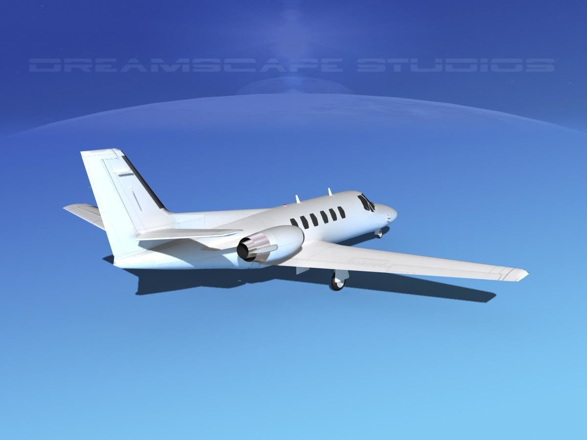 Cessna 550 Citation II White Livery 3D model_5