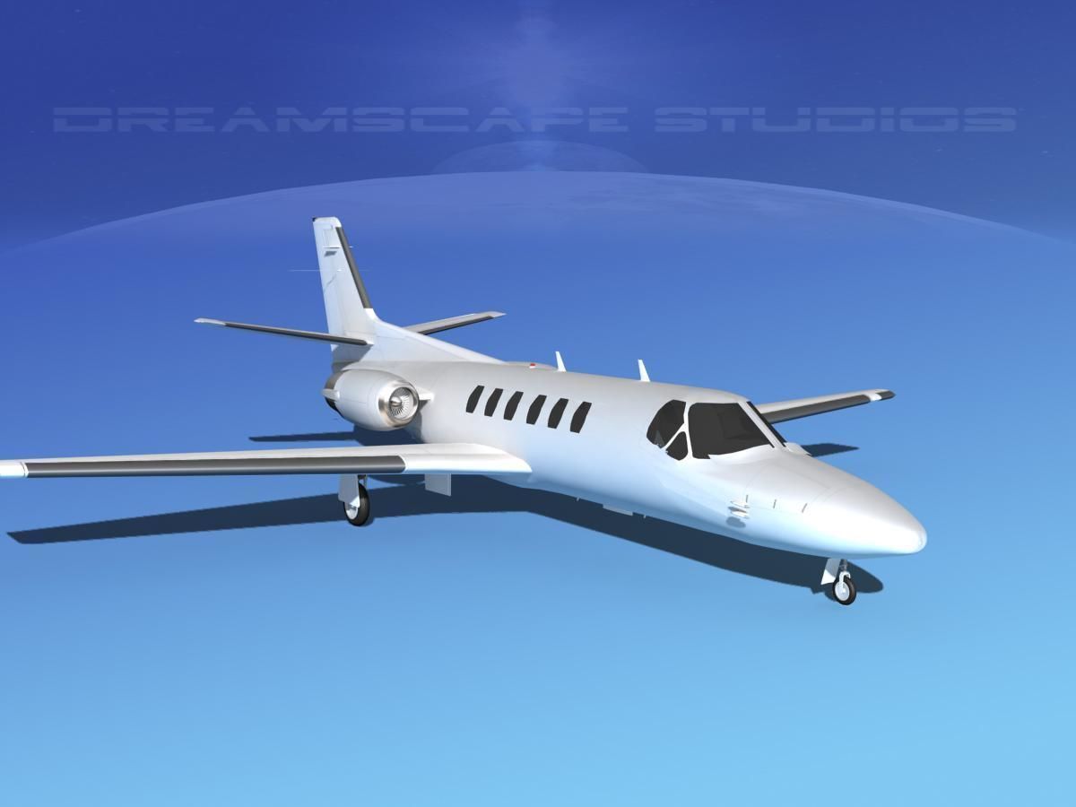 Cessna 550 Citation II White Livery 3D model_2