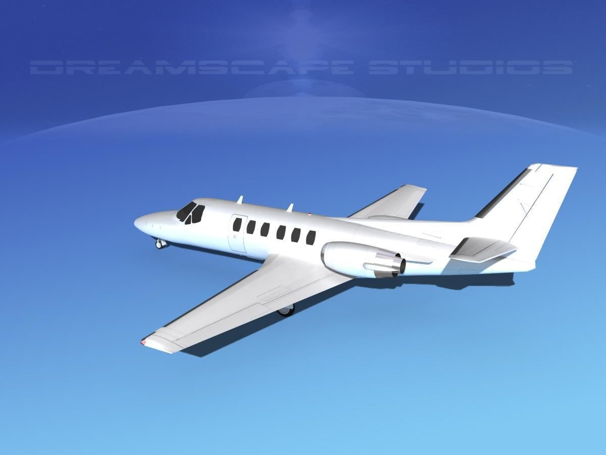 Cessna 550 Citation II White Livery 3D model_8