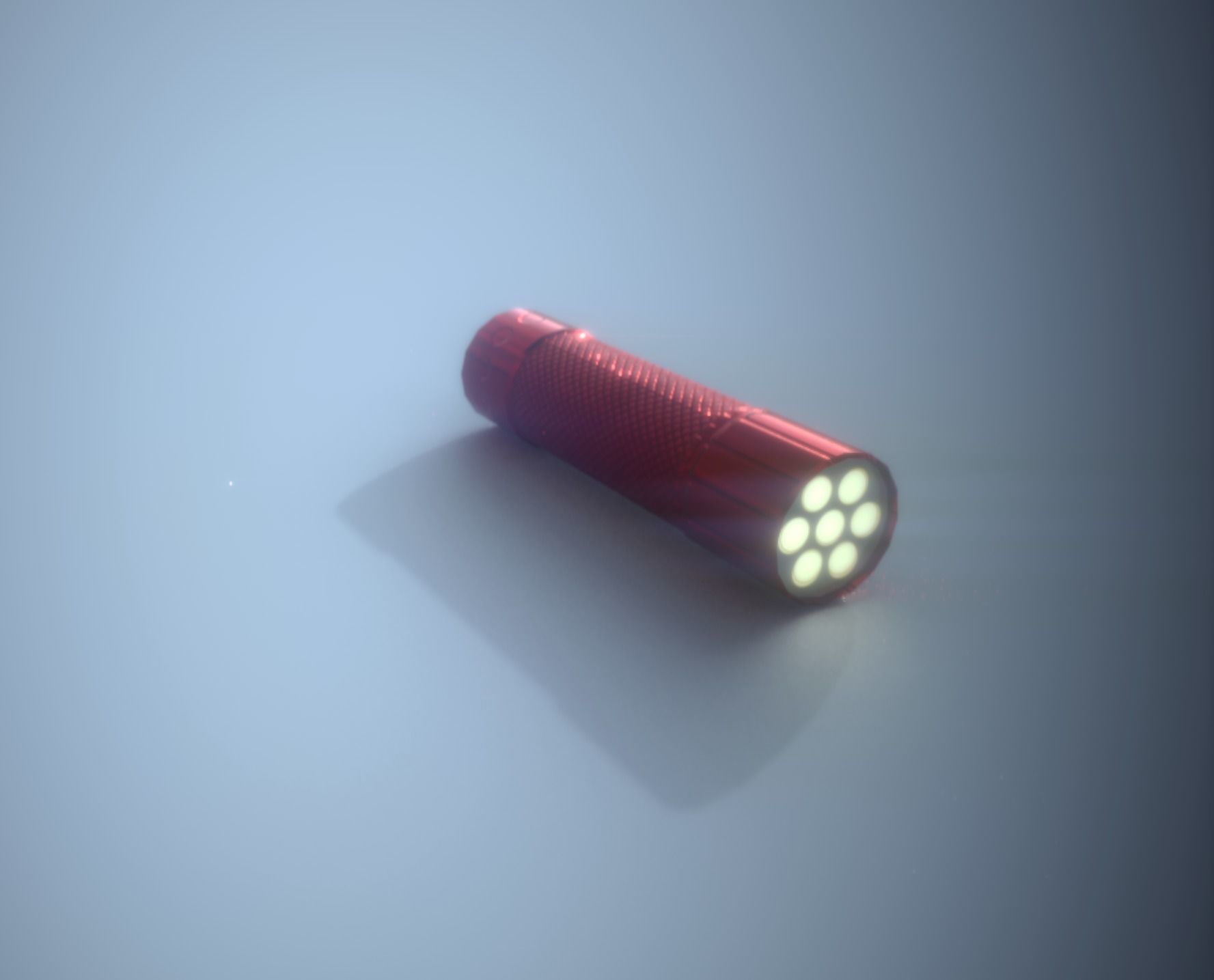 Red Aluminum Led Torch Low Poly Game Ready PBR Low-poly 3D model_4