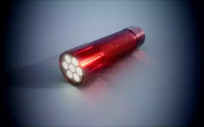 Red Aluminum Led Torch Low Poly Game Ready PBR Low-poly 3D model