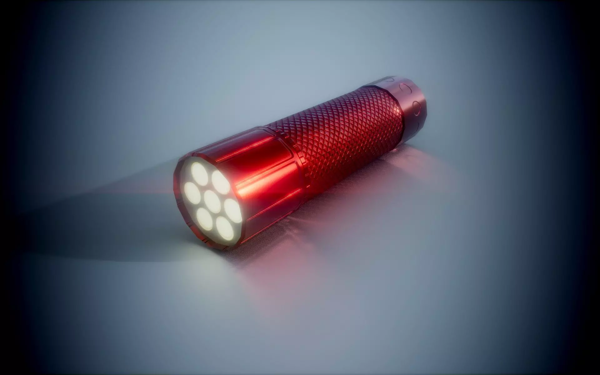 Red Aluminum Led Torch Low Poly Game Ready PBR Low-poly 3D model_0
