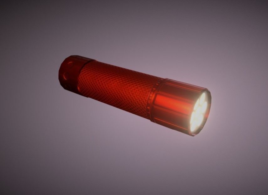 Red Aluminum Led Torch Low Poly Game Ready PBR Low-poly 3D model_1
