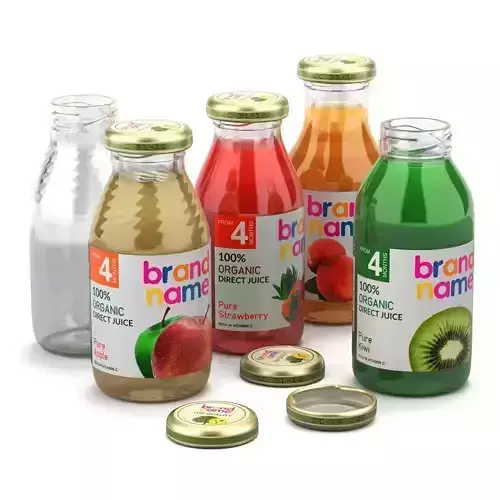 Mini Juice Glass Bottle Set 3D model