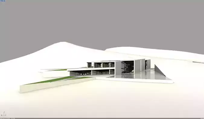 Modern Hillside House Free low-poly 3D model