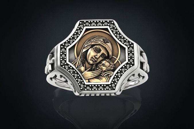 The ring with the cross and the mother of the God 291 3D print model