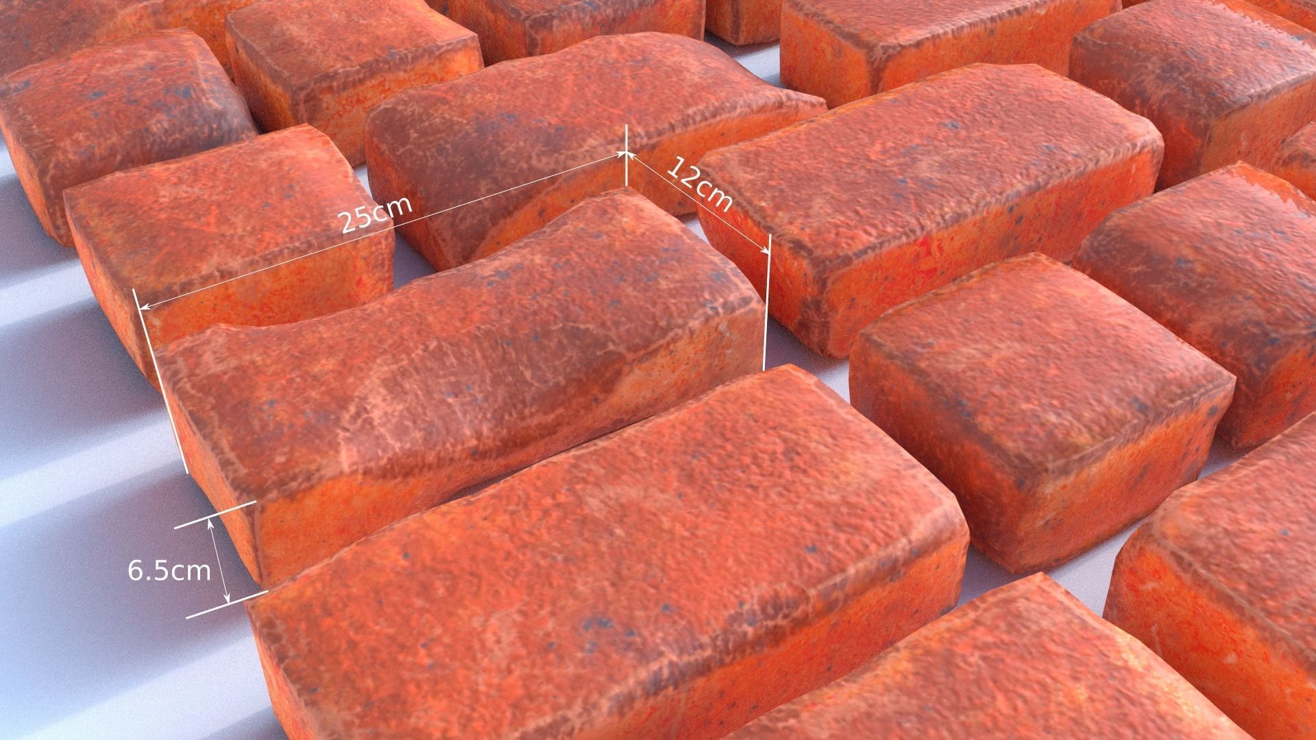 Red Brick SET unique 26 pieces Low-poly 3D model_7