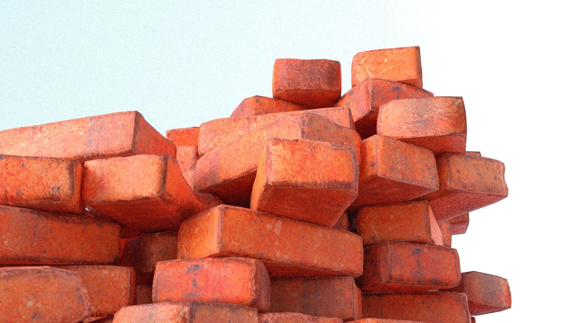 Red Brick SET unique 26 pieces Low-poly 3D model_11