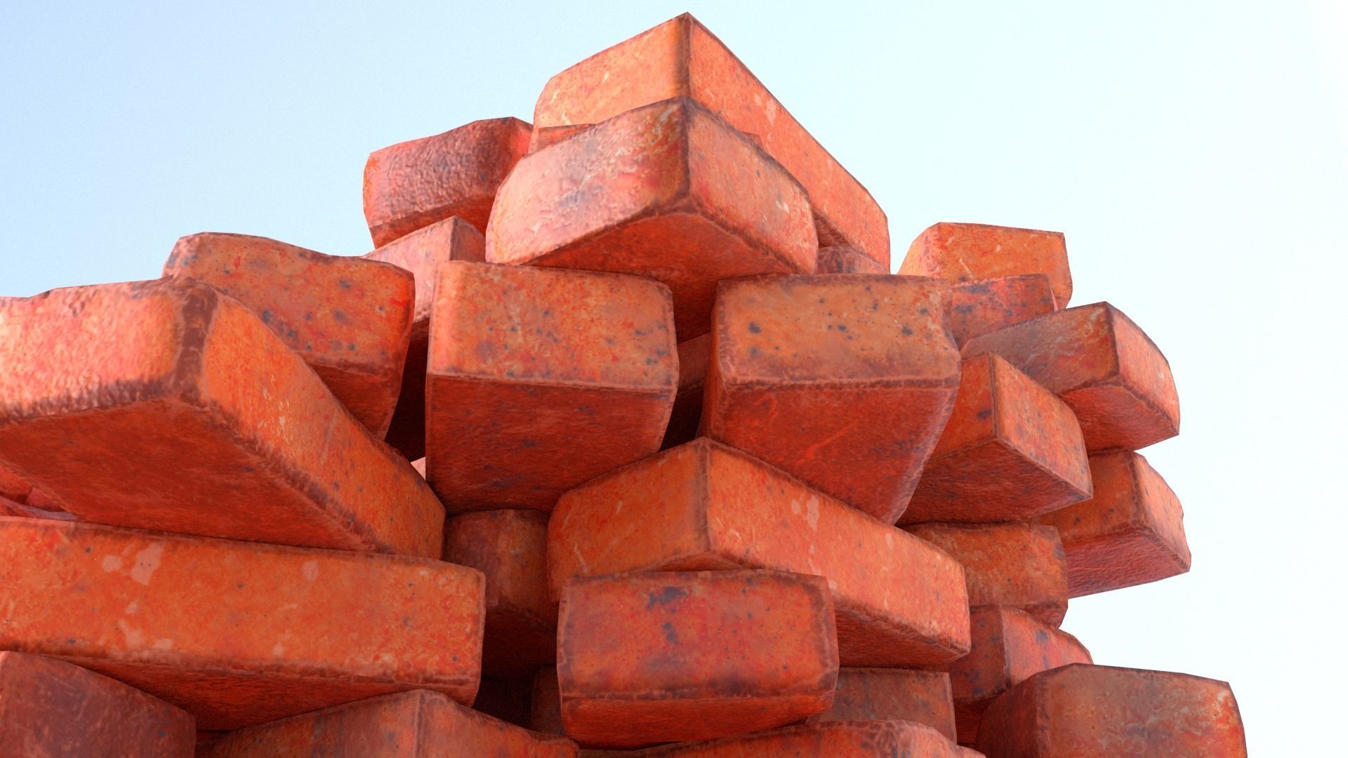 Red Brick SET unique 26 pieces Low-poly 3D model_8