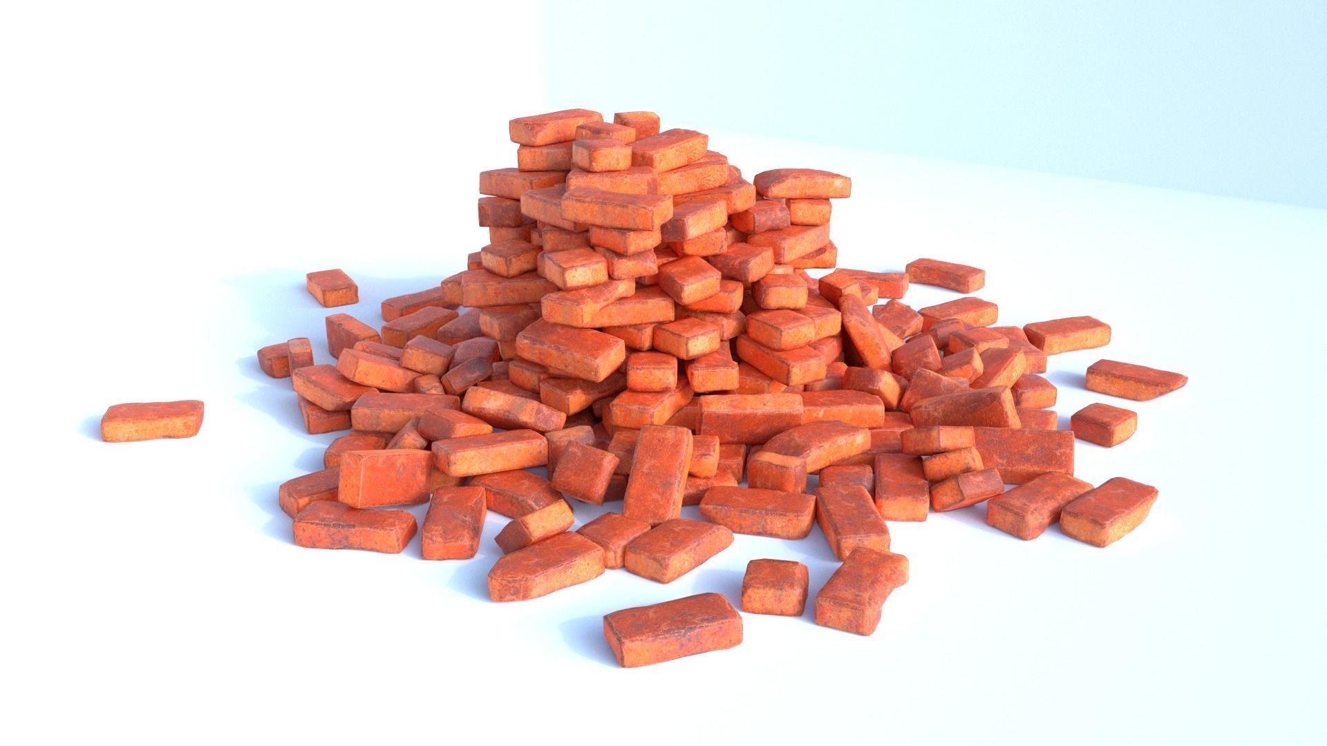 Red Brick SET unique 26 pieces Low-poly 3D model_9