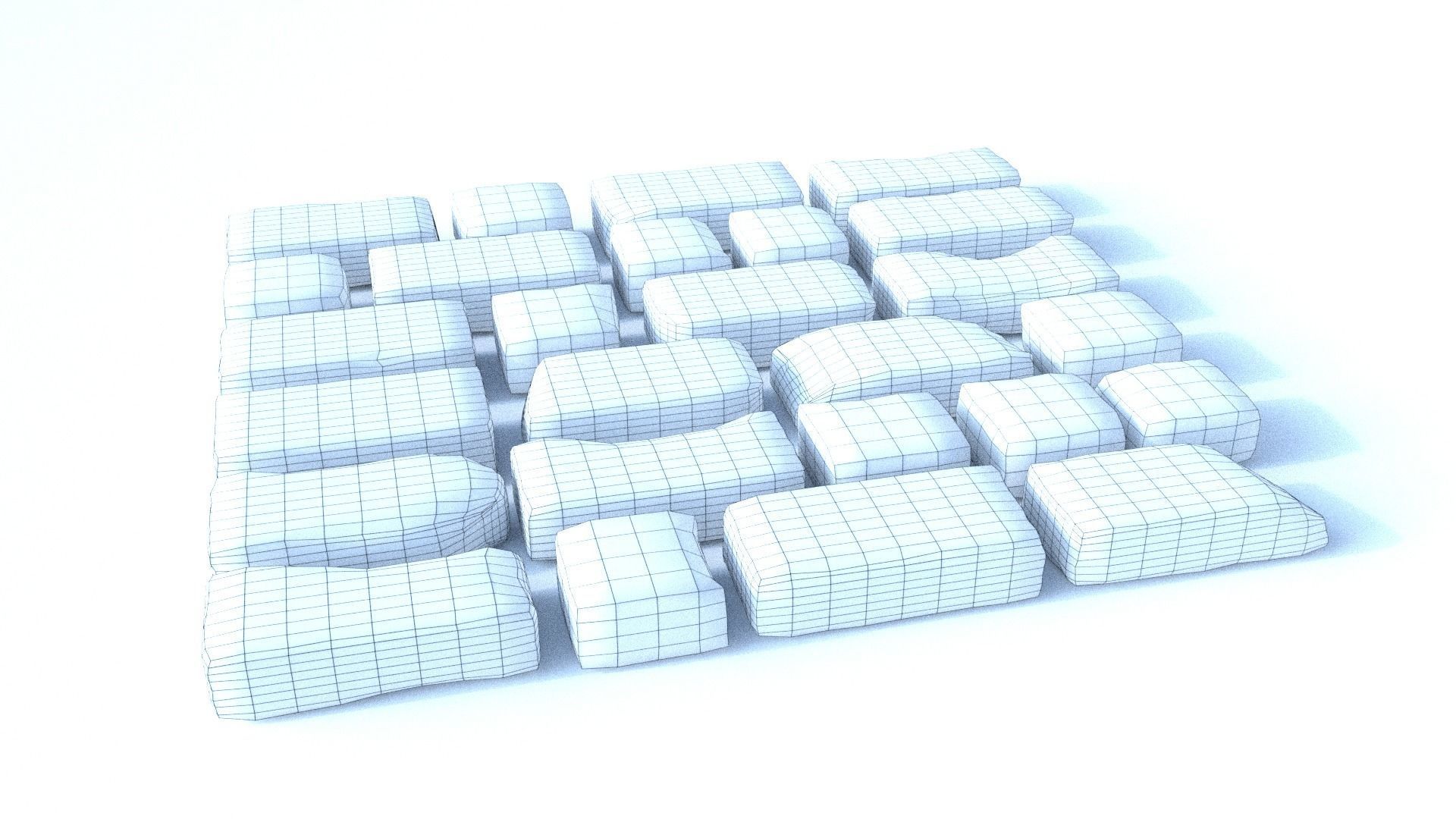 Red Brick SET unique 26 pieces Low-poly 3D model_2
