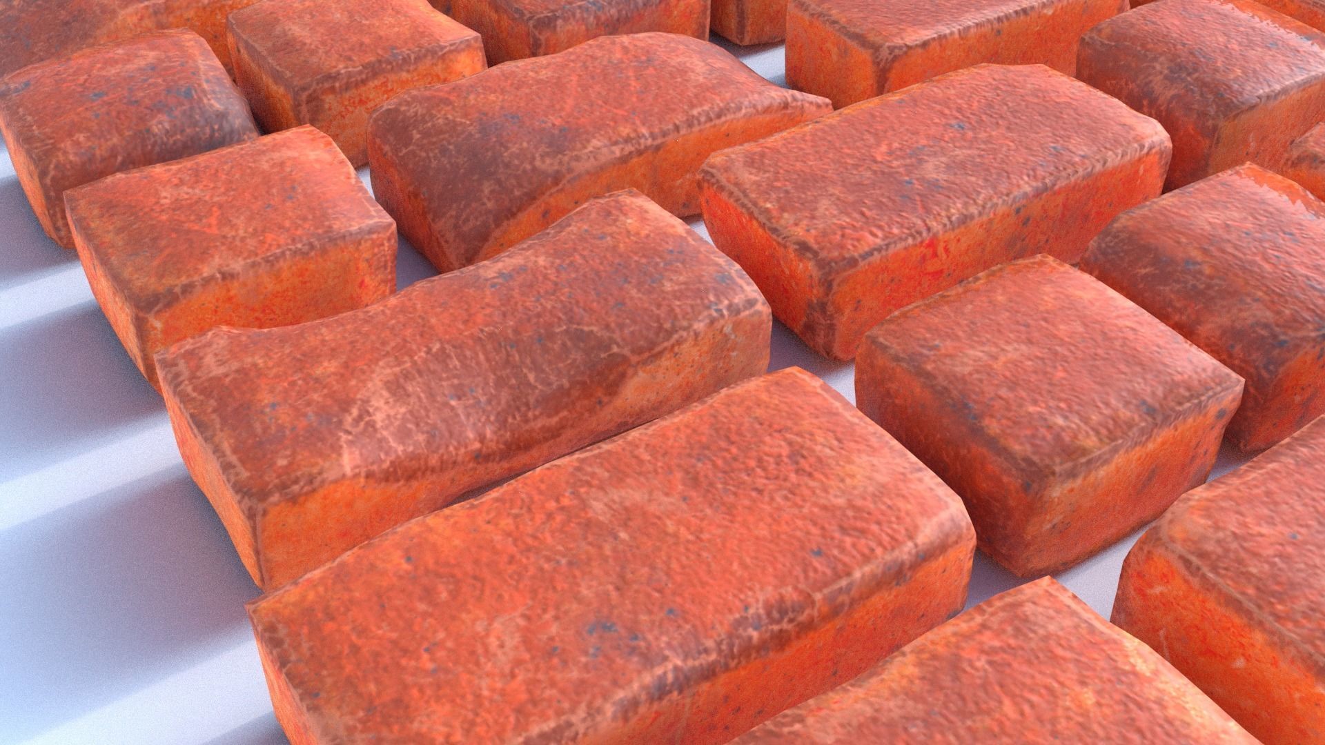 Red Brick SET unique 26 pieces Low-poly 3D model_4