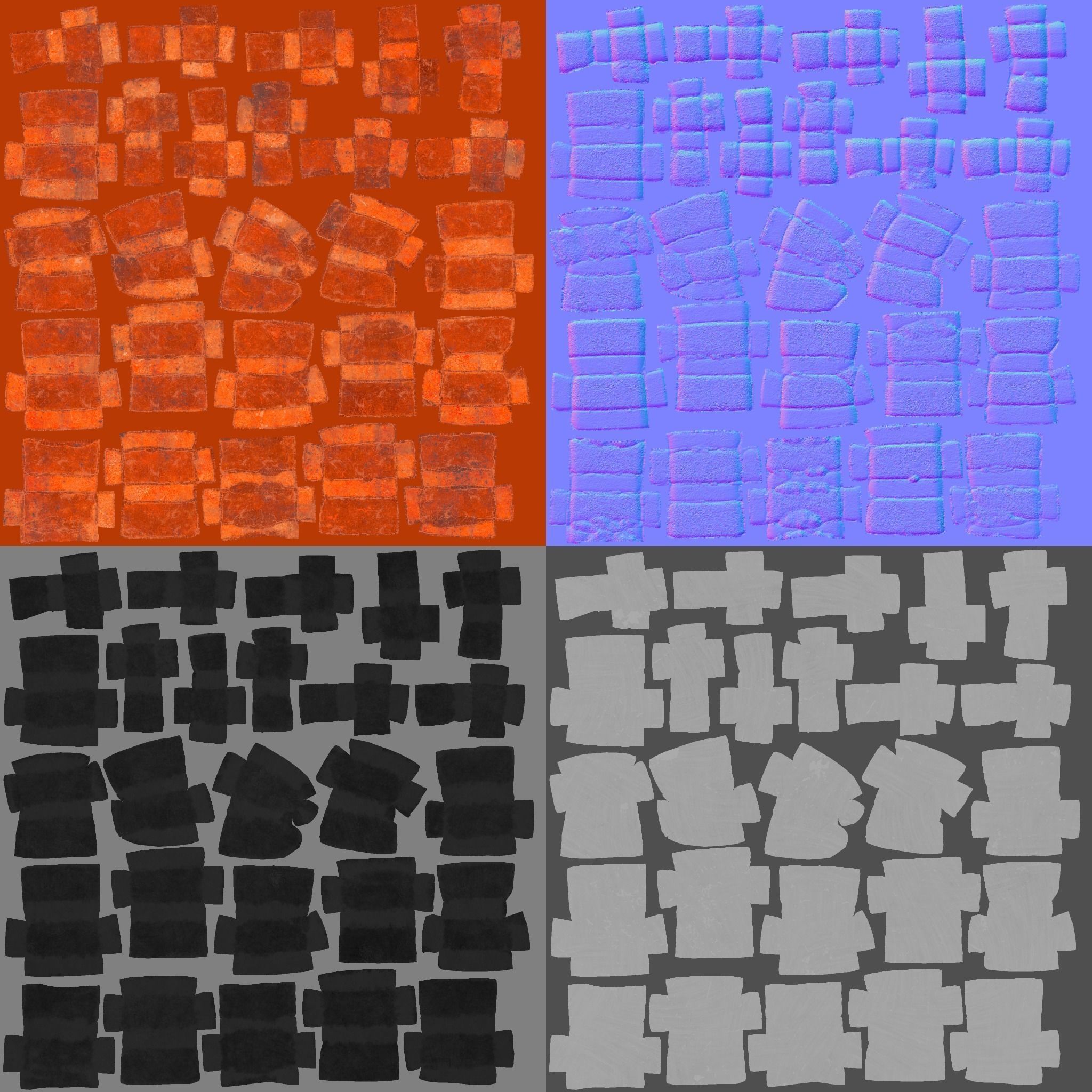 Red Brick SET unique 26 pieces Low-poly 3D model_1