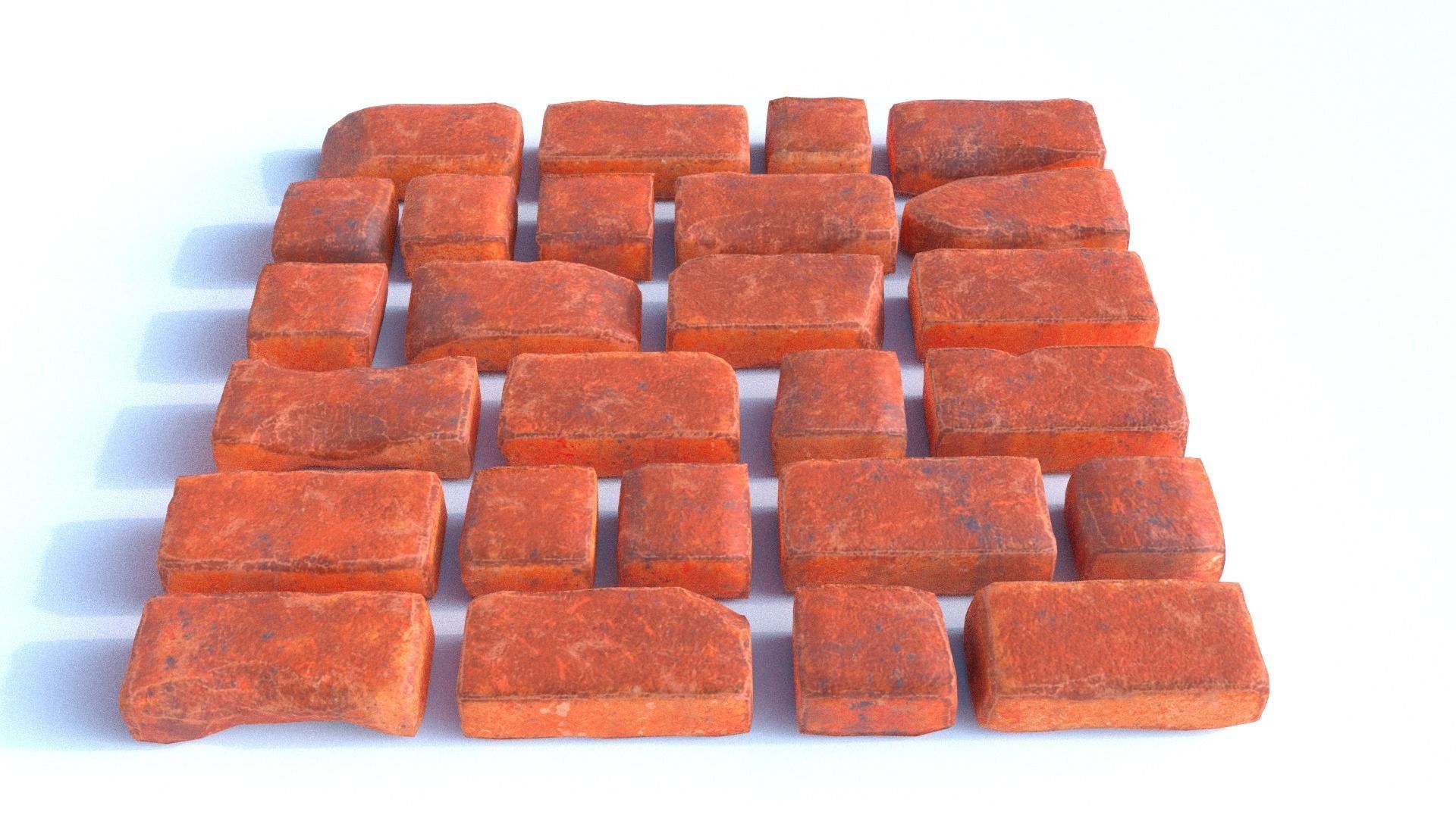 Red Brick SET unique 26 pieces Low-poly 3D model_6