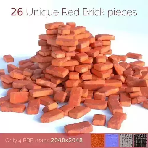 Red Brick SET unique 26 pieces