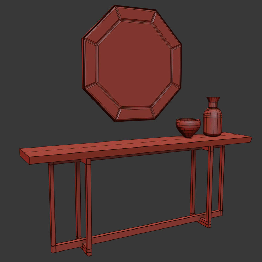 Modern Mirror Console 3D model_4