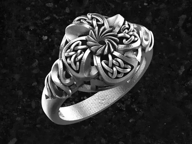 Celtic-ring2 celtic flower ring 3D print model