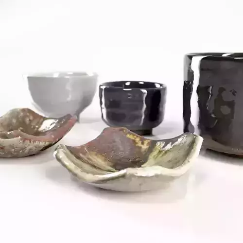 Japanese Tableware Set Low-poly 3D model