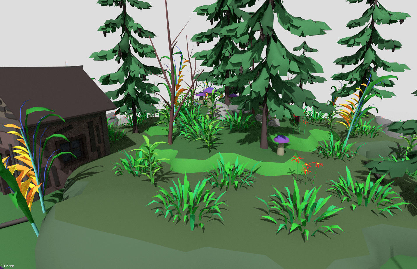 low poly fantasy toon forest scene Low-poly 3D model_4