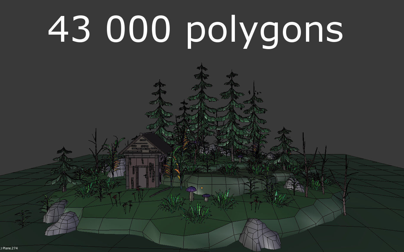 low poly fantasy toon forest scene Low-poly 3D model_6