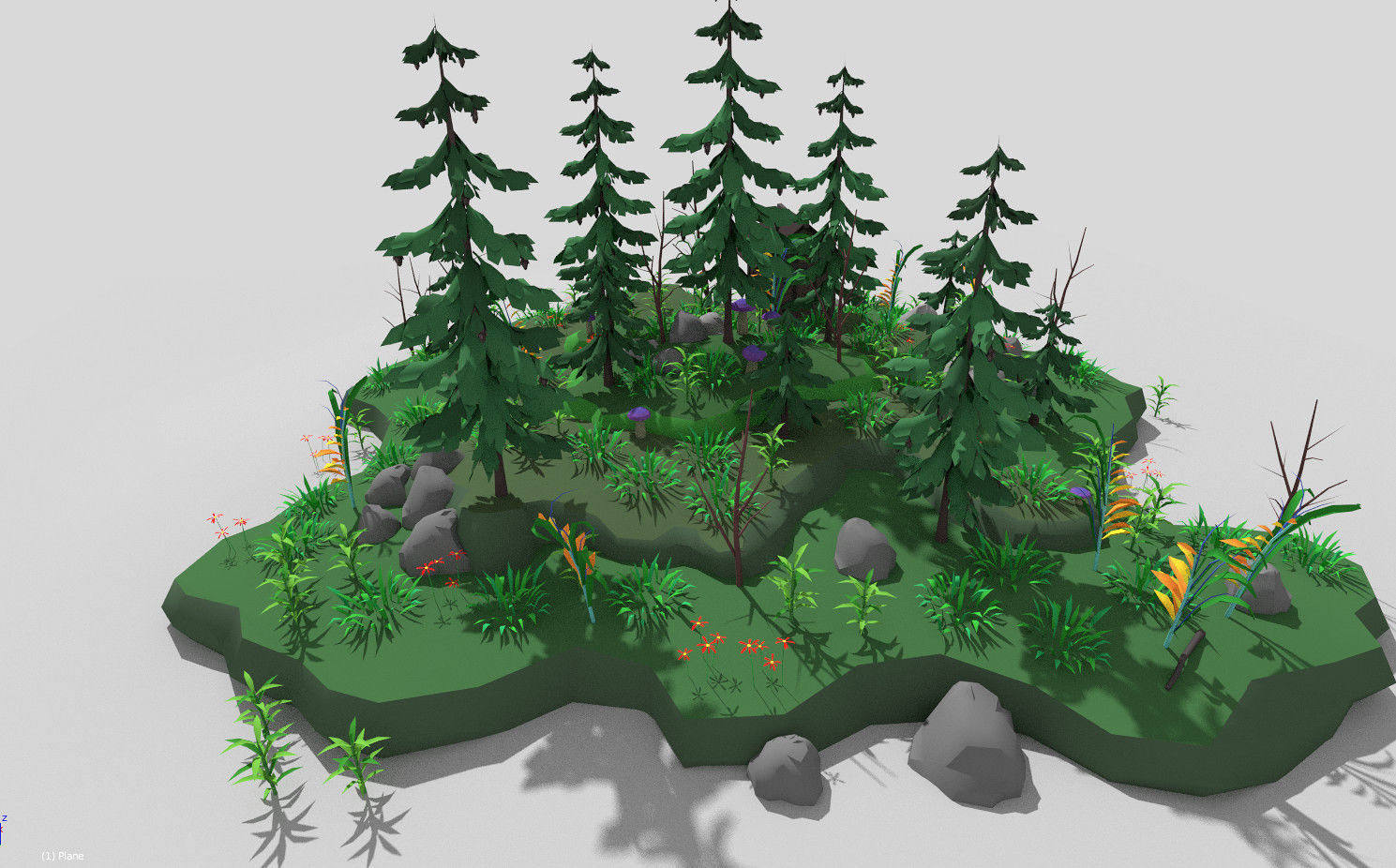 low poly fantasy toon forest scene Low-poly 3D model_3