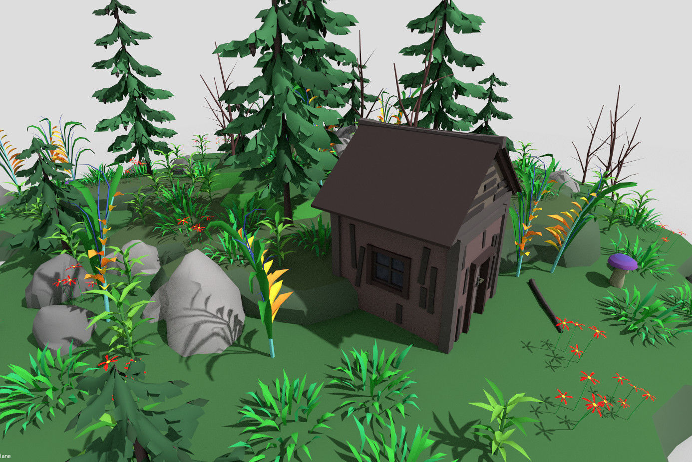 low poly fantasy toon forest scene Low-poly 3D model_2
