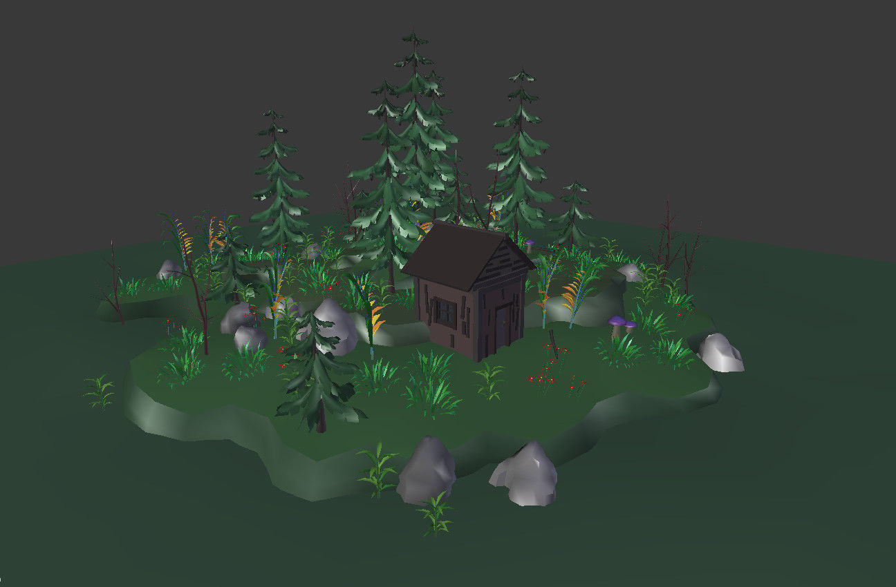 low poly fantasy toon forest scene Low-poly 3D model_7