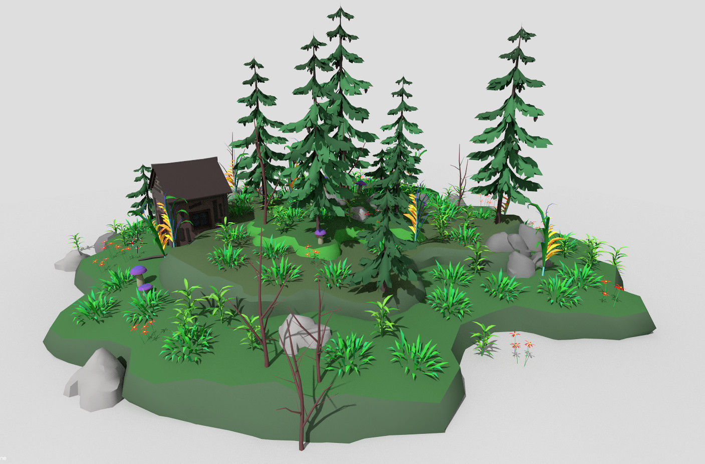 low poly fantasy toon forest scene Low-poly 3D model_5