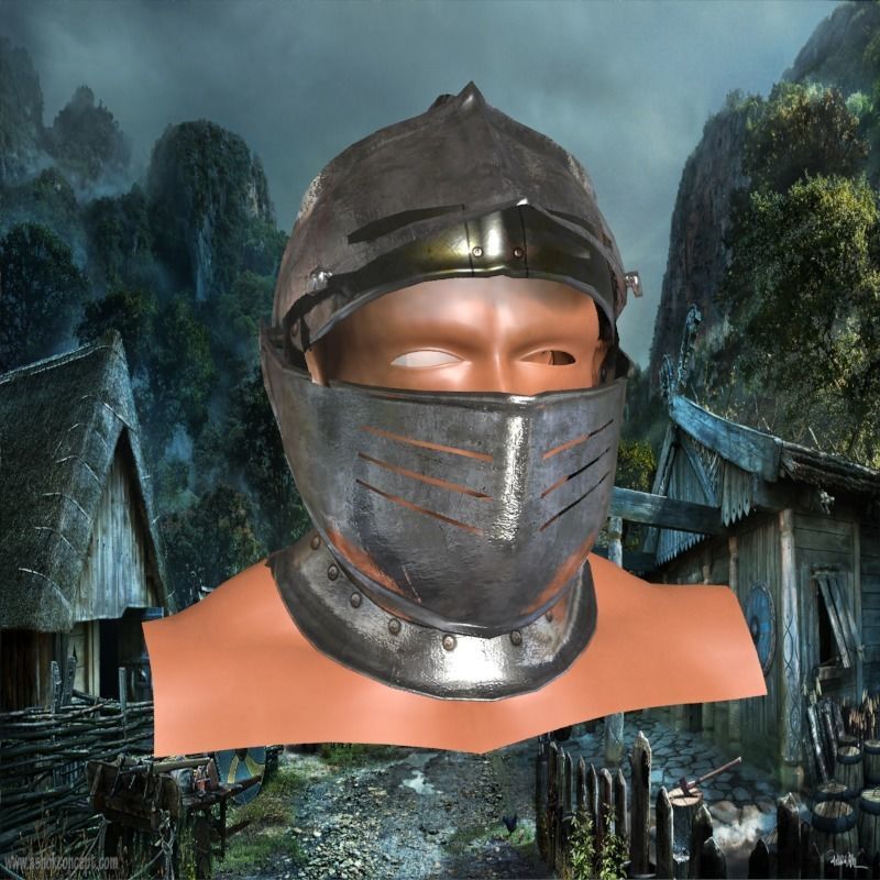 knight helmet Low-poly 3D model_14